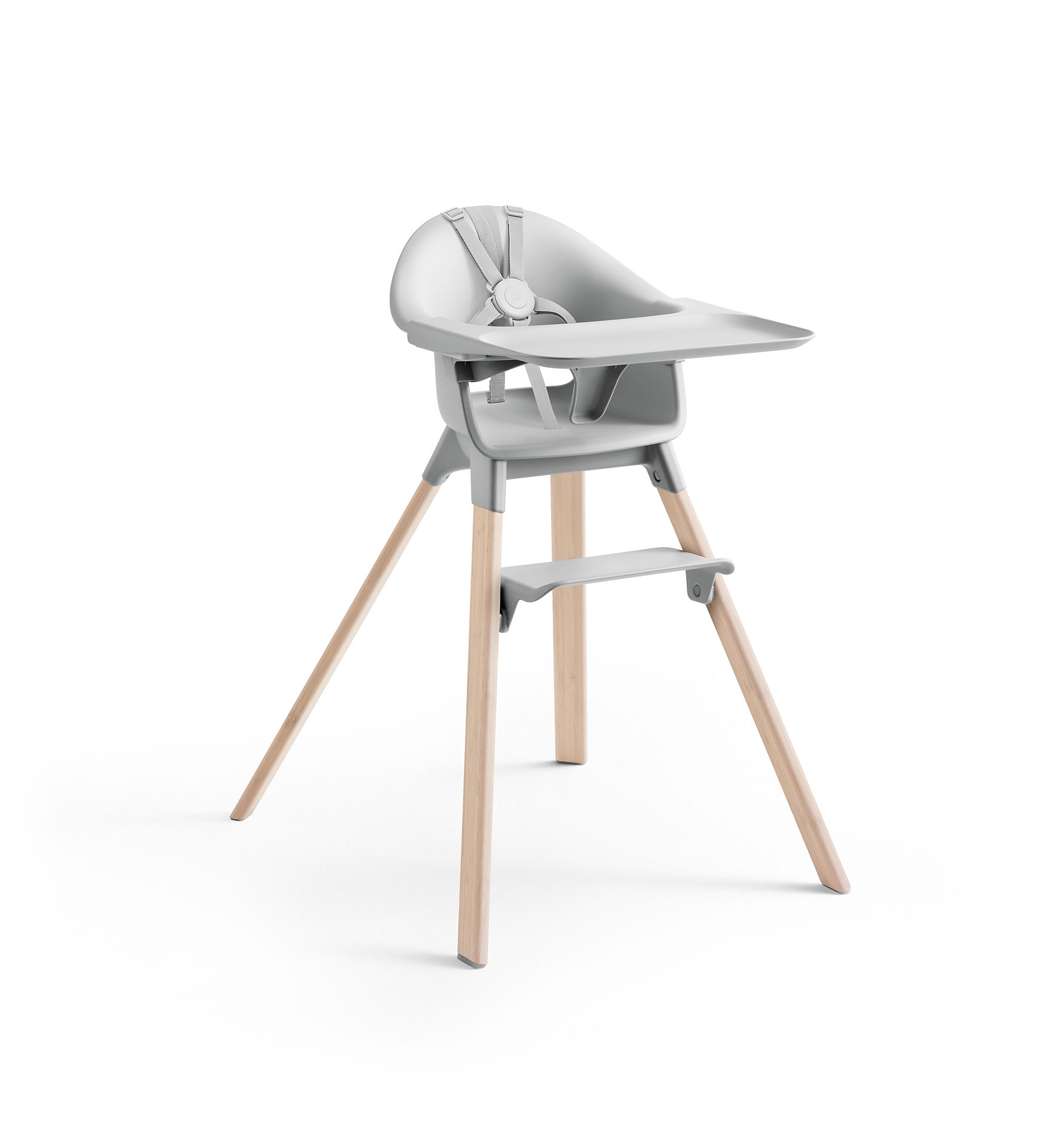 Stokke Clikk High Chair Bamboo/Cloud Grey with Harness Beige. Tray.