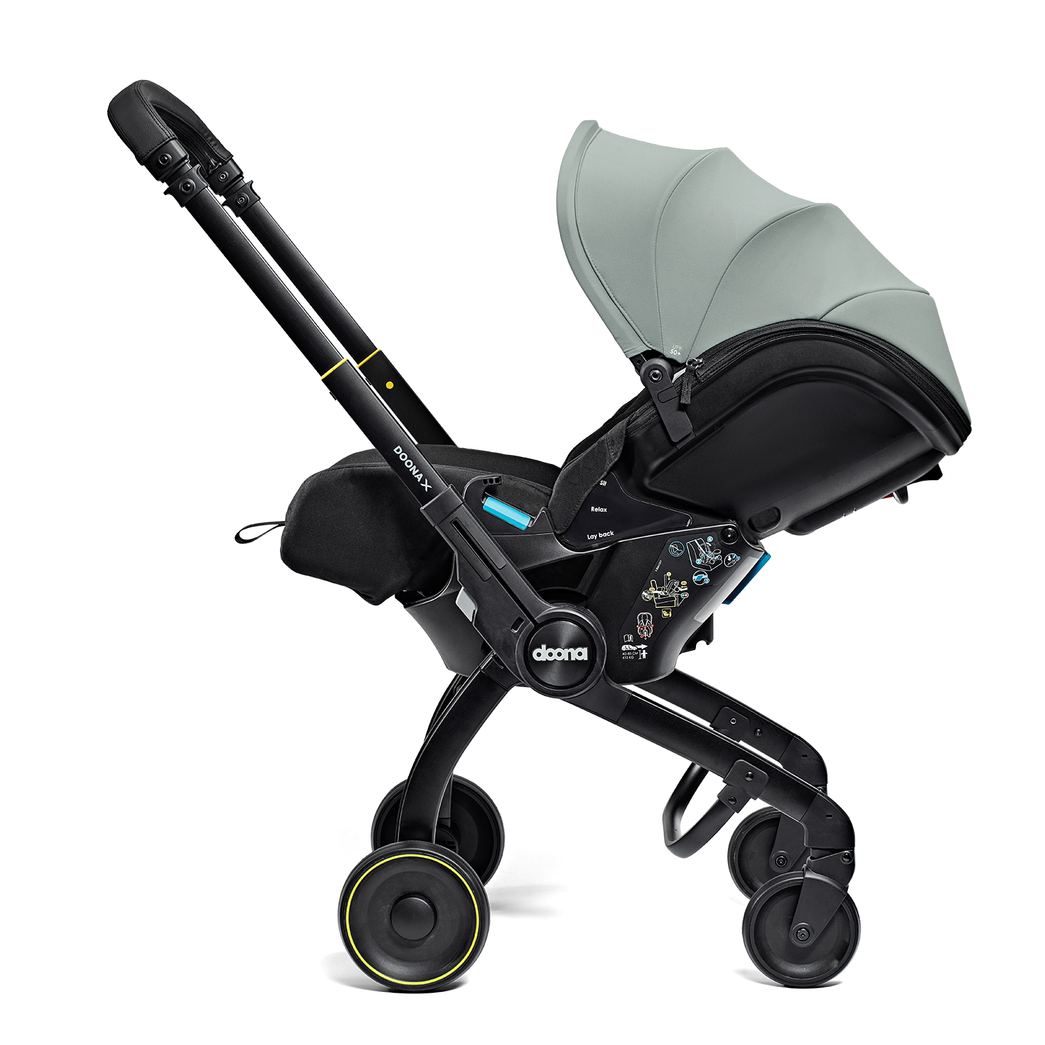 DOONA X_Dusty Sage_262522_Stroller side_Lay back_3