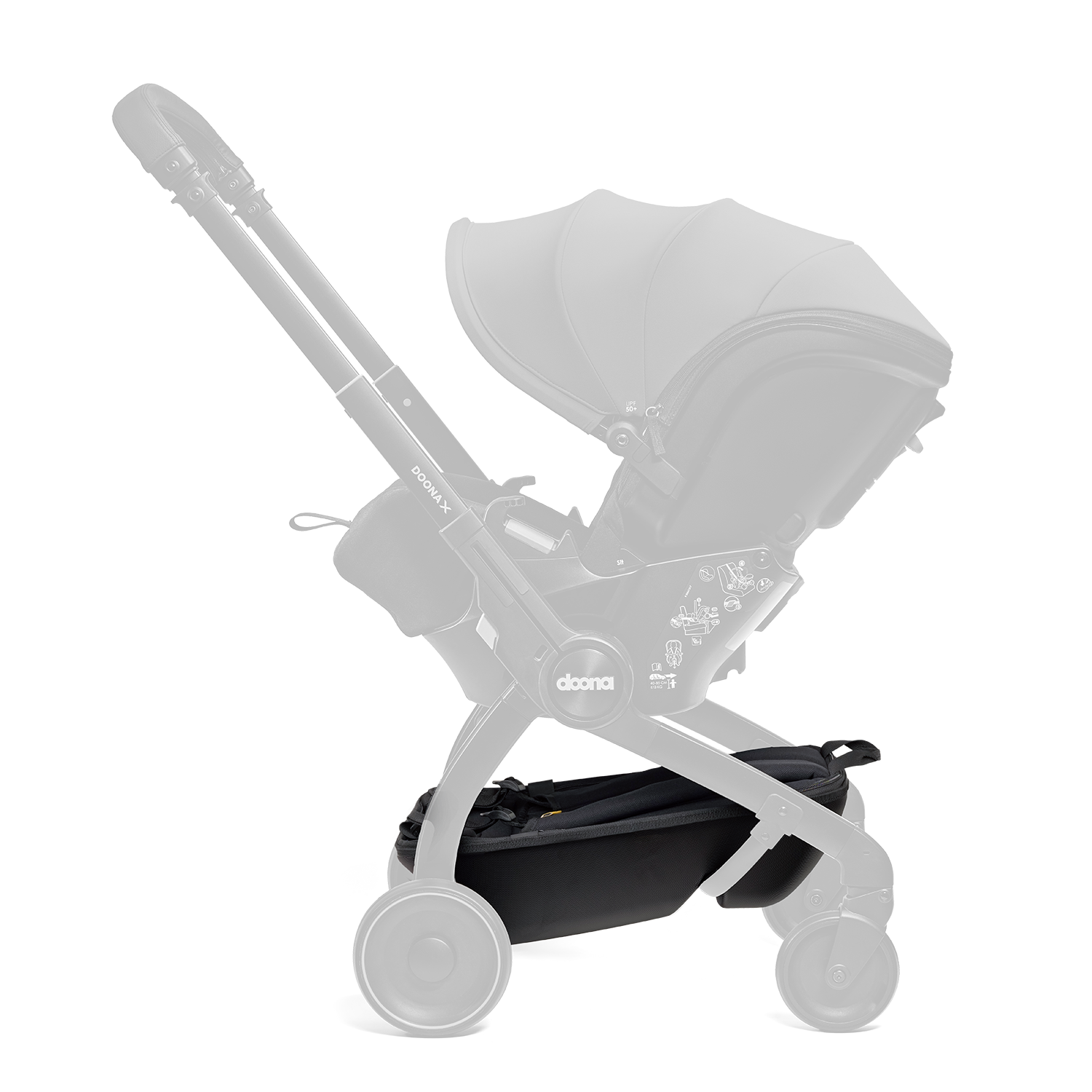 DOONA X_Ocean Blue_262520_Stroller side_Sit_PackNGo_Grey Out