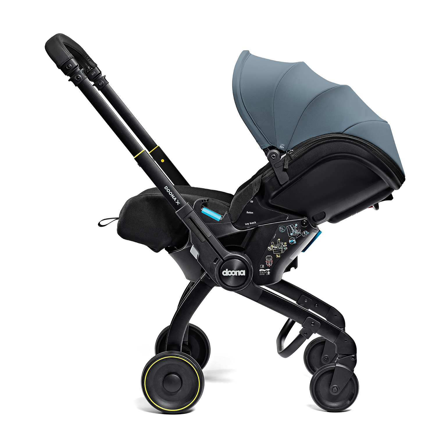DOONA X_Ocean Blue_262522_Stroller side_Lay back_3
