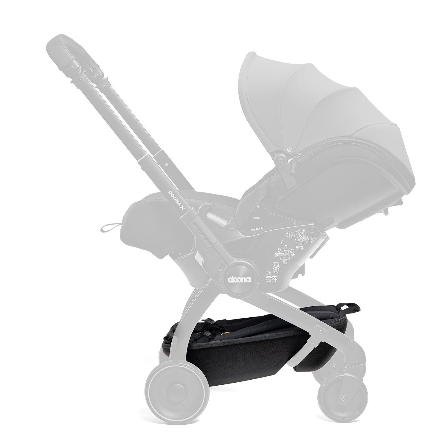 DOONA X_Ocean Blue_262522_Stroller side_Lay back_3_Pack & Go_Grey Out